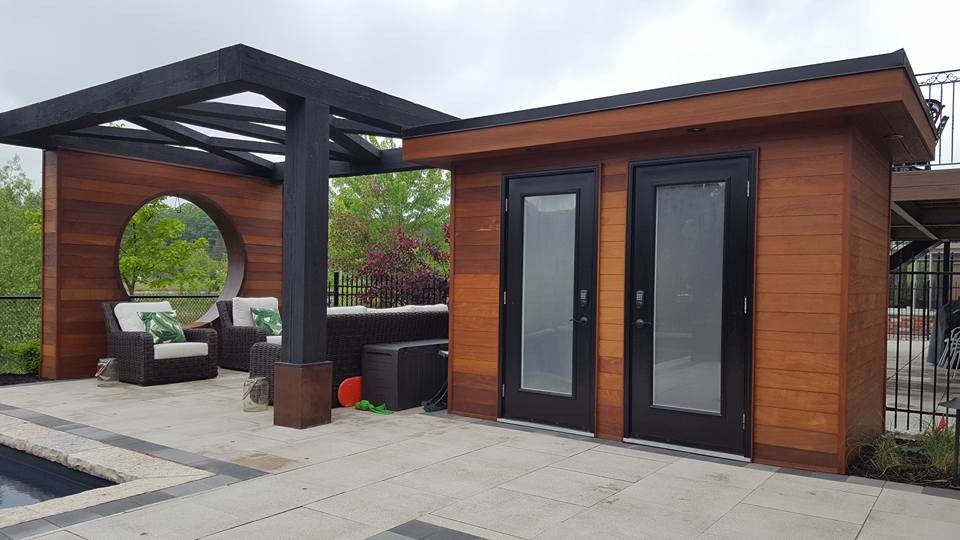 ipe pool deck toronto pergola cabana