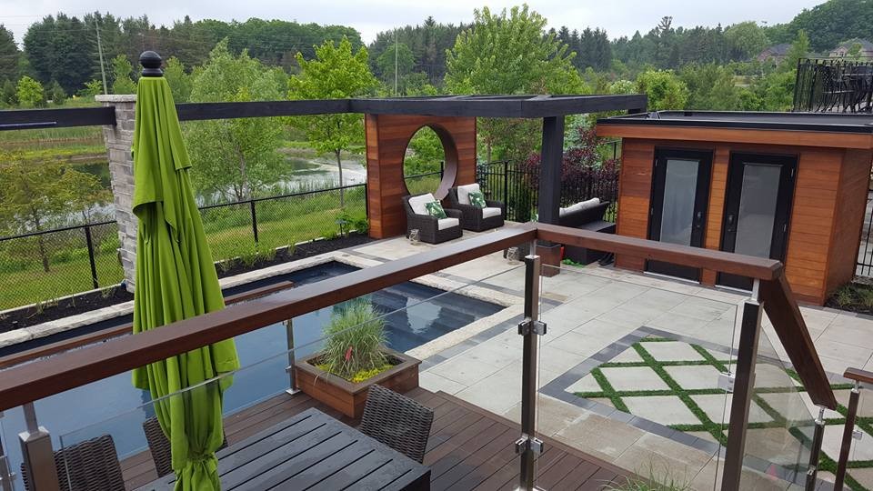 ipe pool deck toronto pergola cabana