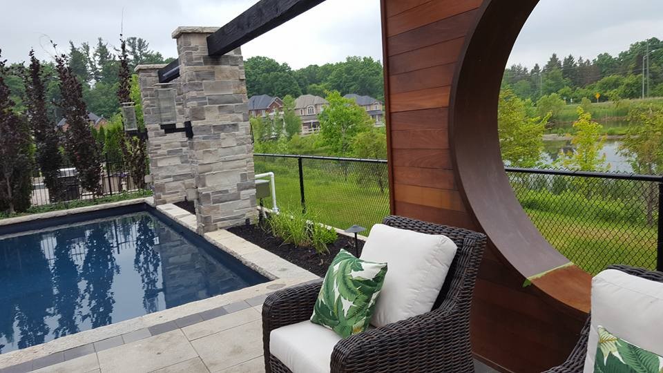 ipe pool deck toronto pergola cabana