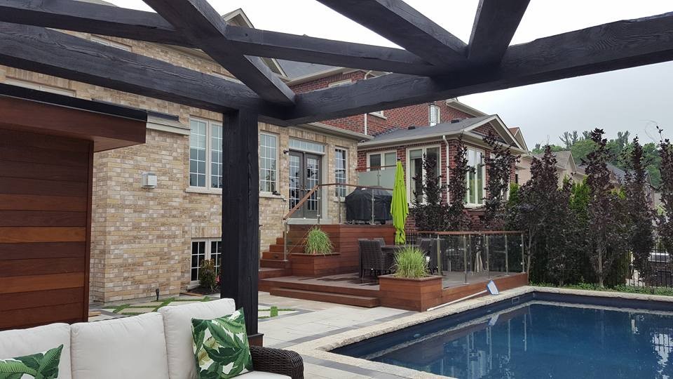 ipe pool deck toronto pergola cabana