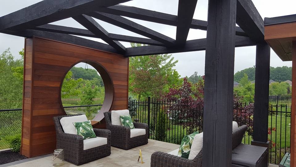 ipe pool deck toronto pergola cabana